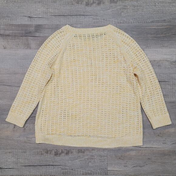 NWT Talbots Pullover Cotton Open Knit Crewneck Sweater Plus Size 2X Yellow - Picture 2 of 6